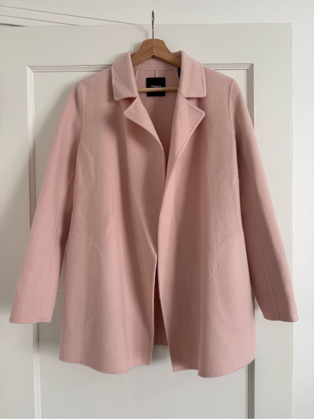 Theory Light Pink Wool-Blend Pea Coat